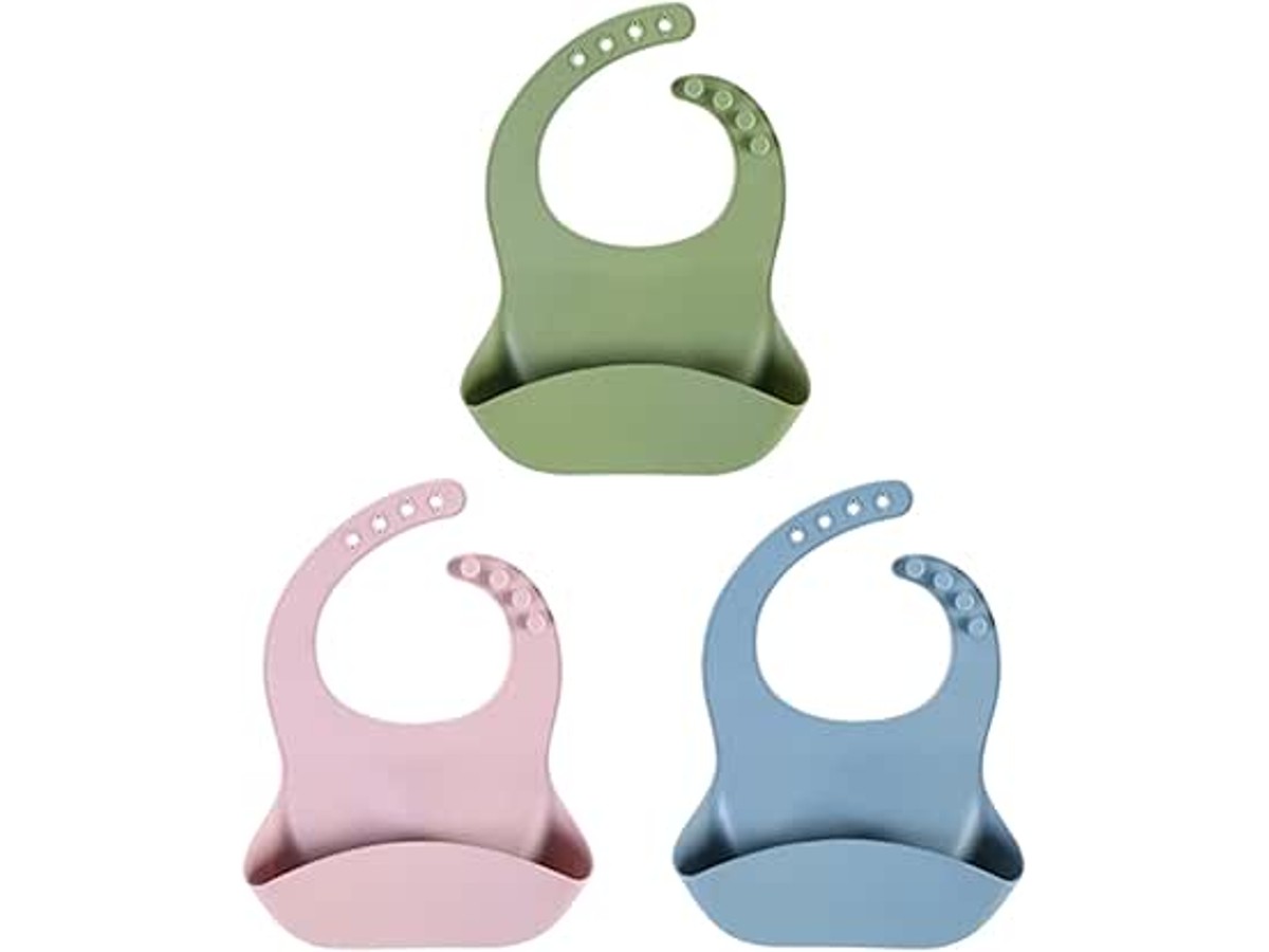 JeiibrZui Silikon Baby Lätzchen,3 Pack Silikon Baby Fütterungs,Waschbar Latz,Wasserabweise...
