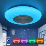 JDONG Bluetooth Deckenleuchte 18W Ø 30CM LED Deckenlampe mit Lautsprecher, Fernbedienung und APP-Steuerung