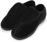 LARGERED Hausschuhe Herren Kord Diabetiker Schuhe mit Klettverschluss