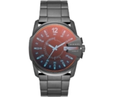 Diesel Herrenuhr Master Chief Dreizeiger, Gehäusegröße 46 mm, Edelstahluhr mit Lederarmband