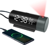 FanJu Digital Projektionswecker mit Temperatur und Zeit-Projektion