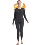 Fomolom Thermounterwäsche Damen einfarbig ultraweich Lange Thermo Unterhose