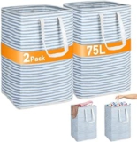 TAOPE 75L Wäschekorb,(2 Stück & Blau und weiß)