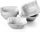 MALACASA, Serie Elvira, 6 tlg. Set Marmor Porzellan 5,5 Zoll / 13,5 * 13,5 * 5cm Schüssel Schalen Müslischüssel