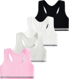 Domee Mädchen BHS Sport Bustier Baumwolle für 6-12 Jahre 4er-Pack