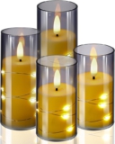 taonganui LED Kerzen, Schwarze Glas Flammenlose Elektrische Kerzen