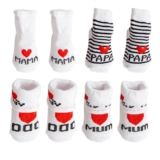 WMUVAZA Unisex Baby mit Booties Socken, 4 Paar Baby Socken 0-12 Monate