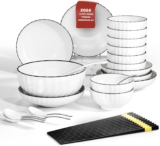 Geschirrset 6 Personen, 28-teiliges Keramik Tafelservice Set