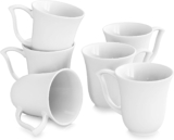 MALACASA, Serie Amparo, 6 TLG. Kaffeeservice Cremeweiß Porzellan Kaffeetasse 340ml Becher