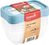 keeeper Tiefkühldosenset 5-teilig, Wiederbeschreibbarer Deckel, 5 x 500 ml, 15,5 x 10,5 x 6 cm, Mia Magic Ice, Nordic