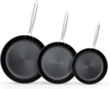 COOKNANO Pfannenset 3-teilig, Aus Edelstahl und mit Antihaftbeschichtung