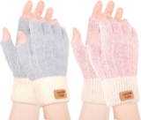 Lvefyti 2 Paar Fingerlose Handschuhe für Damen