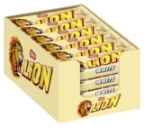 NESTLÉ LION White, Knusper-Riegel mit weißer Glasur, Karamell-Füllung und Crispy Waffel, 24er Pack (24 x 42g)