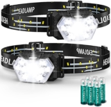 Lsnisni Stirnlampe LED Batteriebetrieben, 2 Stück 2000 Lumens Kopflampe