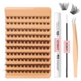 DIY Wimpern Extensions Kit für Anfänger, LAWEZX 120Pcs Einzelne Wimpern mit D Curl Cluster Lashes