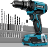 Akkuschrauber Set, LEEIKOO Akku Bohrschrauber 21V mit 2.0Ah Akku, Akkubohrer 42Nm, 25+3 Drehmomentstufen