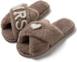 Aurifexuri Hausschuhe Damen Plüsch mit Kreuzband Winter Plüsch Pantoffeln