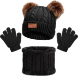 Lvefyti Kinder Wintermütze Schal Handschuhe Set
