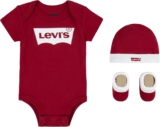 Levi’s Baby-Jungen Classic Batwing Infant Hat Bodysuit Bootie Set 3pc Kleinkind-Strampelanzug (3er Pack)