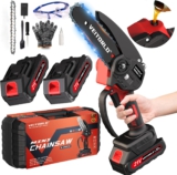 Veitorld Geschenke für Männer, Mini Kettensäge mit 2 Akku, 6 Zoll Minikettensäge