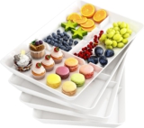 WELDUN 4 Pack Serviertablett Kunststoff, große Abendessen/Obst/Snack Essen Servierplatten Obstschale für Küche, Bar, Party