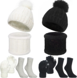 8 Stück Damen Wintermütze Schal Handschuhe Set