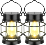 Solarlampen für Außen Hängend,2 Stücke IP65 Wasserdicht Metall Solar Laternen