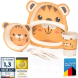 all Kids United® Kindergeschirr-Set aus Kunststoff; 5-teiliges Mehrweg Geschirr-Set