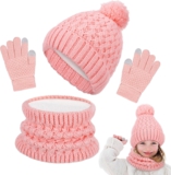 Lvefyti Kinder Wintermütze Schal Handschuhe Set