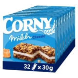 Müsliriegel Corny Milch Classic, Milchsandwich mit Getreide und Milchcreme, 32x30g