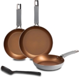 BERGNER Loja Reeco – 4-Piece Set – 3 Frying Pans 18-22 and 26 cm Induction Cookware + 1 Forged Aluminium Groove Spatula