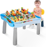 Gleamkid Kindertisch mit Stühle,Spieltisch Kinder Tisch Stuhl Set mit 130 Stück