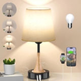 NestAura Nachttischlampe Touch Dimmbar, LED Nachttischlampe mit Ladefunktion USB A+C-Anschlüssen