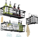 Lehuveky Duschablage ohne Bohren – 3 Stück Schwarz Duschregal