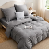 BEDSURE Bettwäsche 240×220 mit Spannbettlaken 4teilig Anthrazit