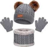 Lvefyti Kinder Wintermütze Schal Handschuhe Set