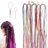 Dimeho 62 Stück Haarzöpfe Bunte Haarwickelschnur, Regenbogen-Haarflechten