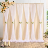 NSSONBEN 3×3m Champagne Tüll Hintrgrund Vorhang,