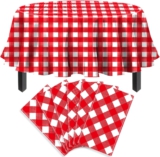6 Stück Einweg Rot Karierte Tischtuch Rot Weiß Runder Tischdecke