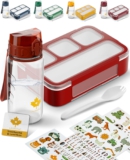 LAUBGOLD® Brotdose Kinder mit Fächern & Trinkflasche Kinder mit Stickern