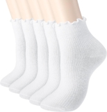 Lvefyti 5 Paar Rüschen Socken Damen,Weiße Strick Söckchen