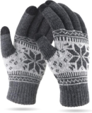 VENI MASEE Winter Touchscreen Gloves, Snow Flower Print, Keep Warm,for Men and Women