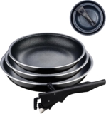 Bergner Click&Cook Black Edition | Pfannenset 4- teilig 18, 20 und 24 cm + Abnehmbarer Ergonomischer Griff