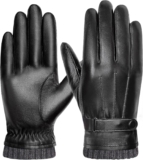 FORVEVO Handschuhe Herren Winter, PU-Lederhandschuhe mit Fleece Gefüttert