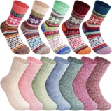 Lvefyti 12 Paar Wollsocken Damen, Stricksocken Thermosocken
