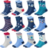 MC.TAM Jungen Mädchen Herren Damen Kinder Unisex Bunte Socken 12 Paar 90% Baumwolle