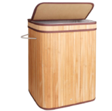 QLoztyse Großer Wäschekorb mit Deckel – abnehmbarer Bambuskörbe, faltbare Aufbewahrung,