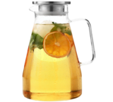 2.3 Liter Glas Karaffe mit Deckel, Wasserkaraffe aus Glas aus Edelstahl mit Filter und Armlehne