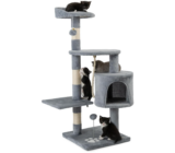 lionto Kratzbaum für Katzen mit 2 Plüschbällen & Spielseil, Höhe 112 cm