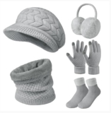 Niwicee Mütze Schal Handschuhe Damen Winter Set
